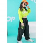 Girls' Hip Hop Costume 2 Piece Dance Outfits Kids' Cropped Hoodie Joggers Pants Clothes Set