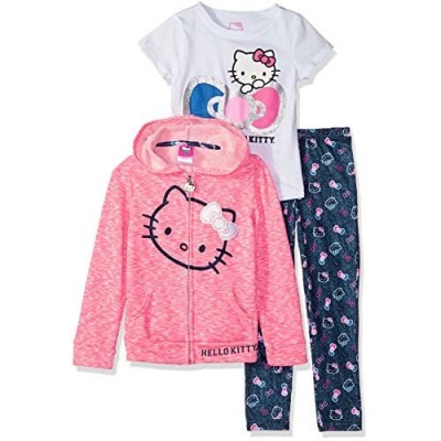 Hello Kitty Baby Girls 3 Piece Zip Up Hoodie Legging Set with T-Shirt