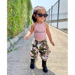 Kids Toddler Baby Girl Clothes Set Letter Sleeveless Shirt Tank Tops + Camouflage Pants Leggings Summer Outfits