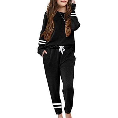 Meikulo Kids 2 Piece Outfits Girls' Longewear Long Sleeve Sweatshirts and Sweatpants Soft Sweatsuits Sets