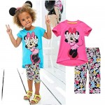 Riekinc Minnie Mouse Toddler Girls Short Sleeve Shirts and Leggings Set Two Pieces