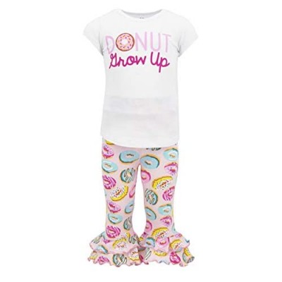 Unique Baby Girls Donut Grow Up Birthday Ruffle Pant Outfit