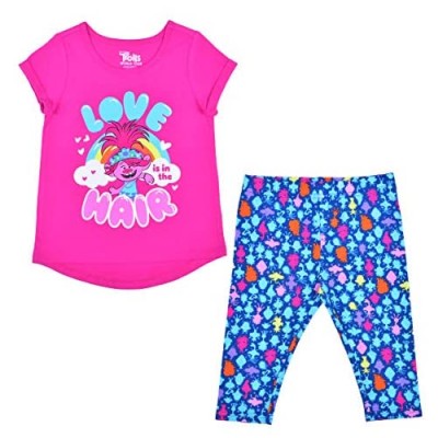 Universal Trolls Girl's 2-Pack Poppy Printed Graphic Tee Shirt and Leggings Set for Toddlers