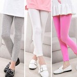 DOCHY Baby Girls' 4-Pack Leggings Cotton Basic Legging for Kids Fitting Long Pant Girls Leggings Toddler Active Leggings