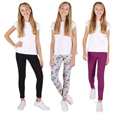 LEE 3 Pack Leggings for Girls | A Stylish Mix of Solid Color or Prints  Super Soft Pull on Leggings for All Day Comfort