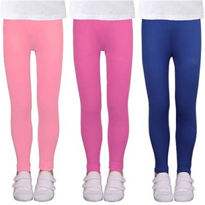 LUOUSE Girls Stretch Leggings Little Kids Athletic Pants Ankle Length 3 Packs 4-13 Years