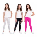 Star Ride Girls Leggings 3 Pack Pull On Pants Full Length Stretch Tights for Kids