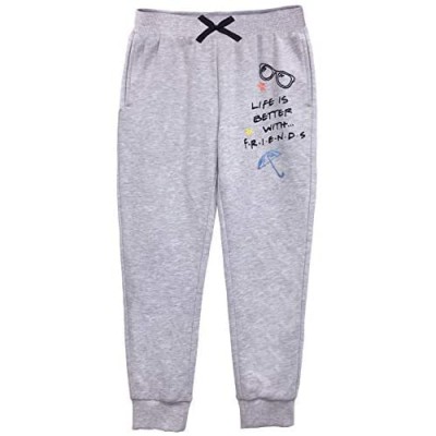 FRIENDS Girls Life is Better Gray Heather Joggers Sweatpants with Contrasting Drawstring