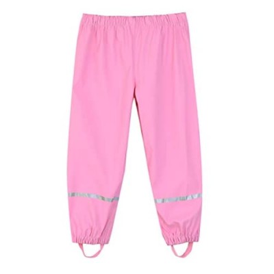Hiheart Boys Girls Waterproof Rain Pants Lightweight Single Layer Overpants Rainwear