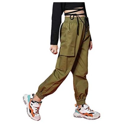 Kids Cotton Jogger Cargo Pants for Boy’s Girls’ Loose Street Hip Hop Dance Costume