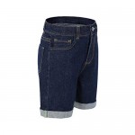 Bienzoe Girl's Denim High Waist Rolled Hem Stretchy Navy Jeans Shorts