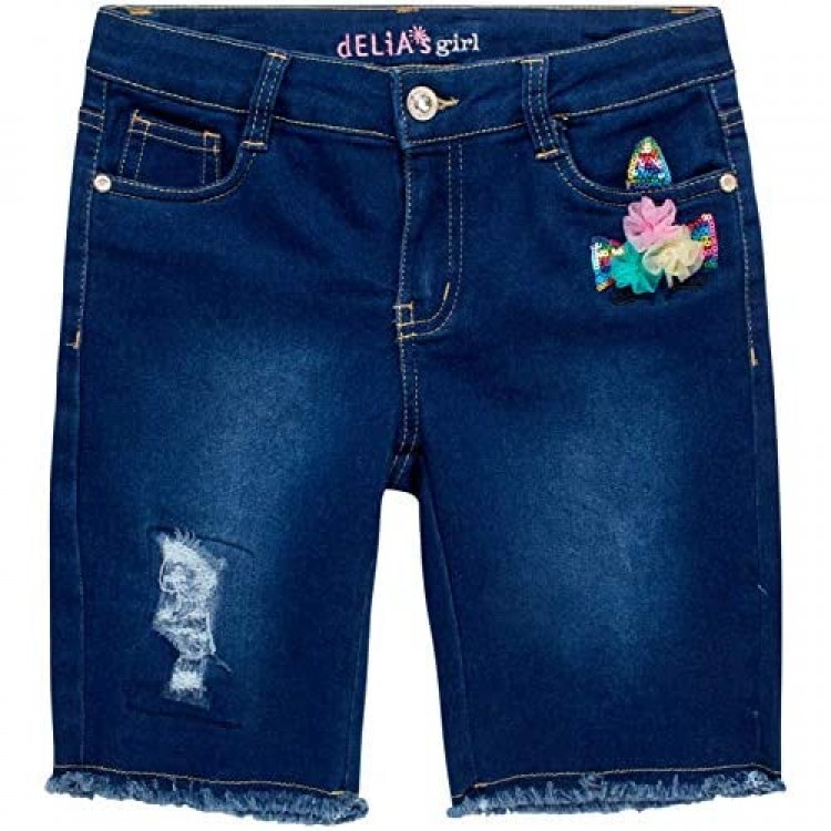 dELiAs Girls' Shorts - Soft Stretch Denim Bermuda Jeans Shorts with Sequins