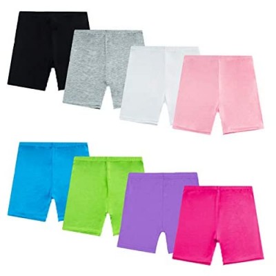NEWITIN 8 Pieces Dance Shorts Girls Bike Short Breathable Comfortable and Safety Shorts  8 Colors