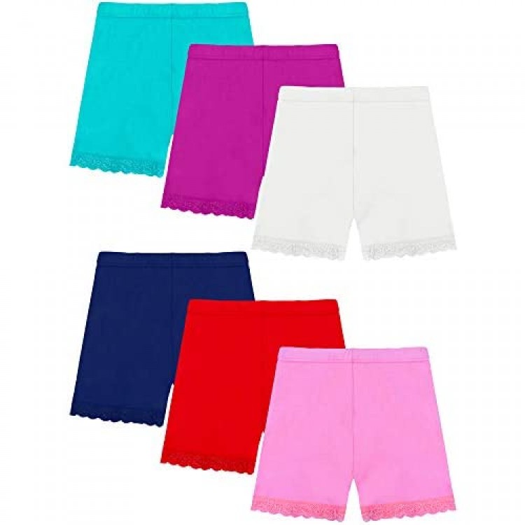 Resinta 6 Pack Girls Lace Shorts Dance Shorts Girls Bike Shorts Breathable Safety 6 Colors