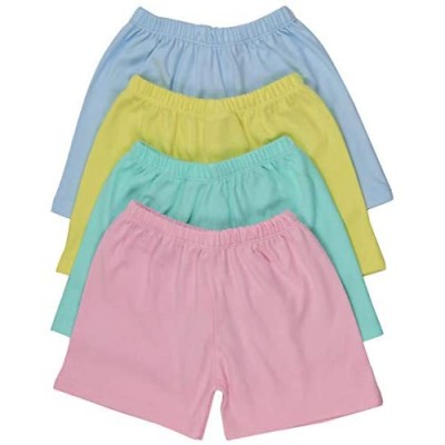 ToBeInStyle Girl's 4 Pack Cotton Relaxed Fit Elastic Casual Lounging Shorts