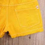 ZIYIXIN Little Girls Ripped Denim Shorts Solid Color High Elastic Waist Jeans Short Pants